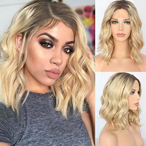 QDBOWIN QUEEN HAIR Brown Rooted Honey Blonde Ombre Lace Front Wigs for Women