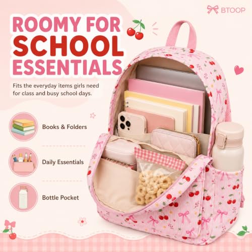 Image of BTOOP School Backpack for Teens Large Cute Bookbag Lightweight 15.6 inch Laptop Bag for Girls Women Casual High School College
