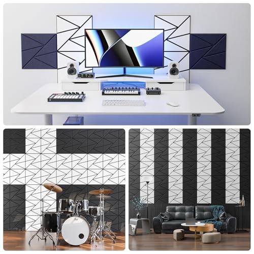 Image of 12 Pack Self-Adhesive Acoustic Panels, Sound Proof Foam Panels for Walls