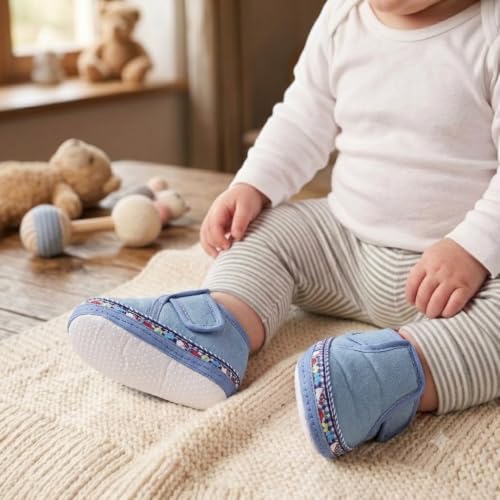 Image of Butterthief Unisex Baby Prewalking Shoes for Newborn Boys & Girls | Soft Sole Infant Bootie with Anti-Slip Bottom | Lightweight Cotton Footwear Early Walker Shoes (6-9 Months, 12 CM)