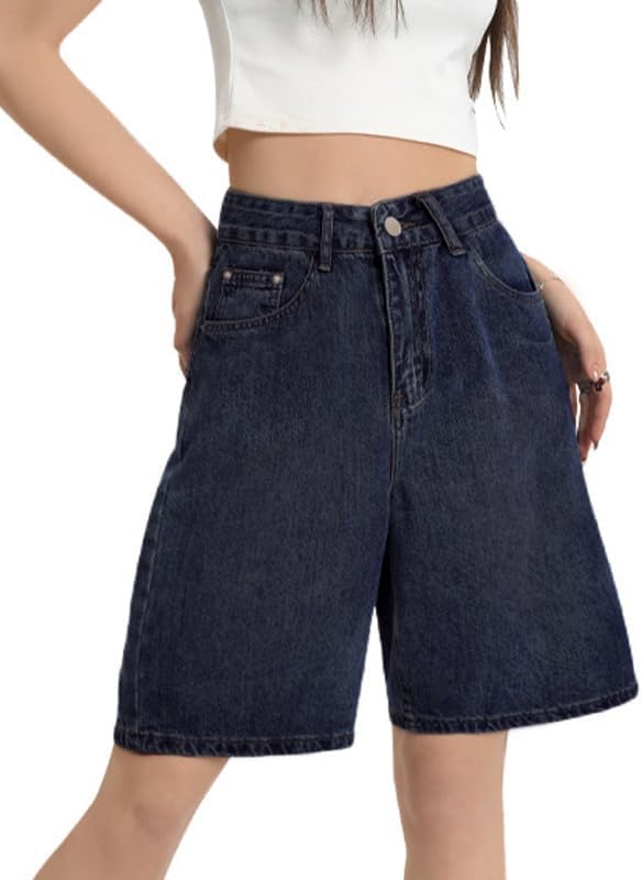 EMMIOL Denim Shorts Embroidered Jorts Baggy Wide Leg Summer Casual Jean Shorts Y2K Hip-Hop 2025 Fashion Streetwear