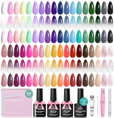Beetles Gel Nail Polish Set, 36 Colors Gel Polish Kit with Blooming Gel