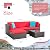Shintenchi 5 Pieces Patio Furniture Sets Outdoor All-Weather Sectional Patio Sofa Set PE Rattan Manual Weaving Wicker Patio Conversation Set with Glass Table and Ottoman Cushion and Red Pillows, Red