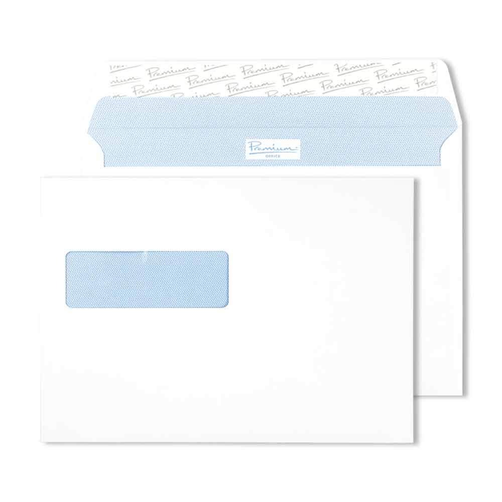 Blake Envelopes Premium Office 34286NR Briefumschläge Haftklebung Norwegische Fenster Ultra Weiß Wove C5 162 x 229 mm | 500 Stück