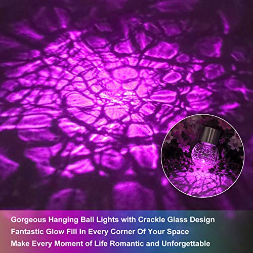 12Pack Outdoor Hanging Solar Lights - Cracked Glass Solar Lights Waterproof Led Decorative Ball Lights Tree Solar Powered Globe Lights With Hook For Garden Yard Fence Christmas Decoration, Multicolor #TOP4