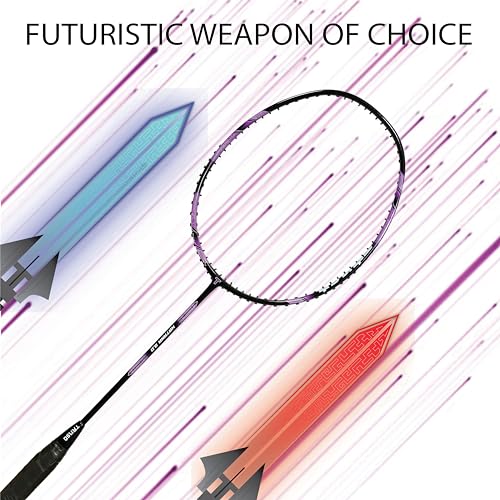 Image of TANSO Katana 2.0 Graphite Light Weight Carbon Fibre Strung Badminton Racket with Free Racquet Cover (80 Grams, 32 Lbs Tension, Strung Badminton Racket with Free Full Racquet Cover) (Purple)
