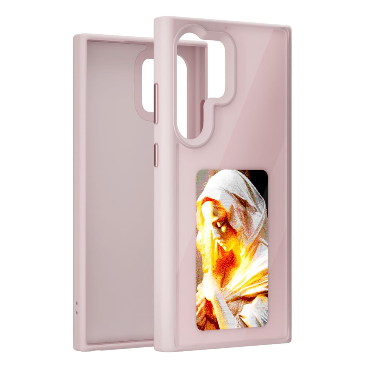 QSM E-Ink - Custodia per smartphone Samsung Galaxy S23 Ultra, custodia protettiva fai da te in TPU per visualizzare istantaneamente le foto sul retro dello schermo d'inchiostro da 3,7 pollici (rosa,