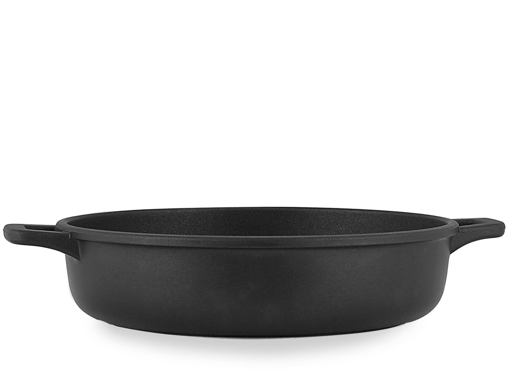 Home Granchef Tegame, Rivestimento Antiaderente con 2 Manici, Rotonda, Alluminio Pressofuso, Nero, 40 cm
