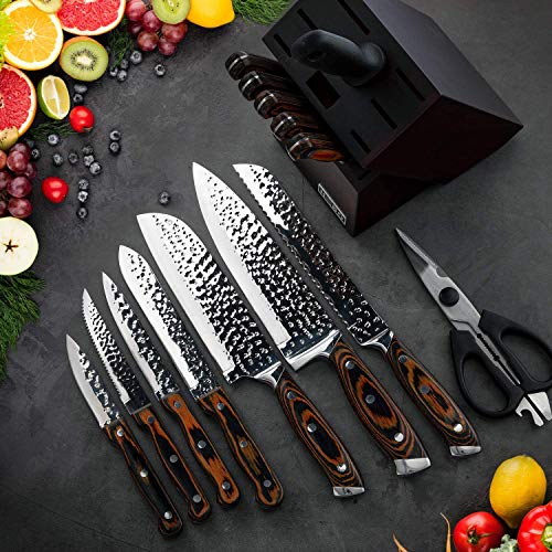 Knife Set, Elegant Life 15-Piece Kitchen Knife Set with Block Wooden, Manual Sharpening for Chef Knife Set, Self Sharpening for Chef Knife Set, Japan Stainless Steel, Boxed Knife Sets