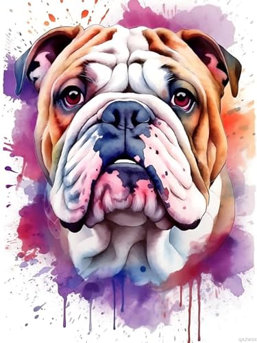 Idée cadeau broderie diamant bouledogue anglais pour adulte créatif