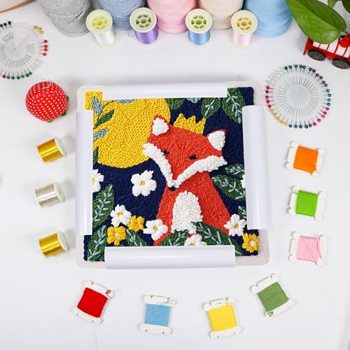 Image of Square Embroidery Cross Stitch Frame Hoops, 8'' + 11'' + 17'' Cross Stitch Scroll Frames, Rectangular Embroidery Snap Frames DIY Sewing Tool for Quilting, Needlepoint, Silk-Painting (White)