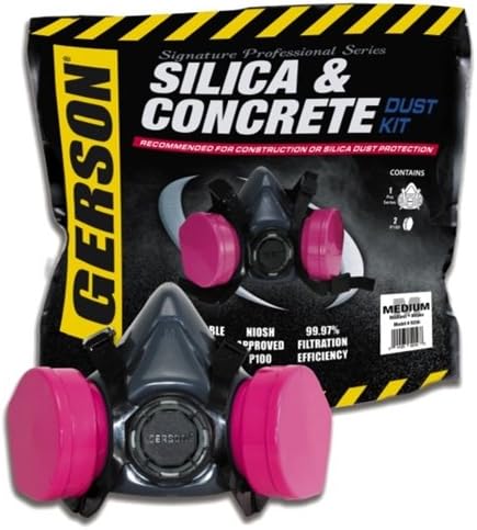 Gerson Silica & Concrete Dust Respirator Kit with Cartridge Filters - Signature Pro Series (Large)