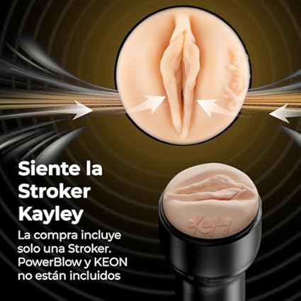 KIIROO Stroker Masculino Feel Kayley Gunner – Masturbador Moldeado de su Cuerpo Real – Vagina Realista para Hombres – Material Suave tipo Piel – Compatible con Keon y PowerBlow