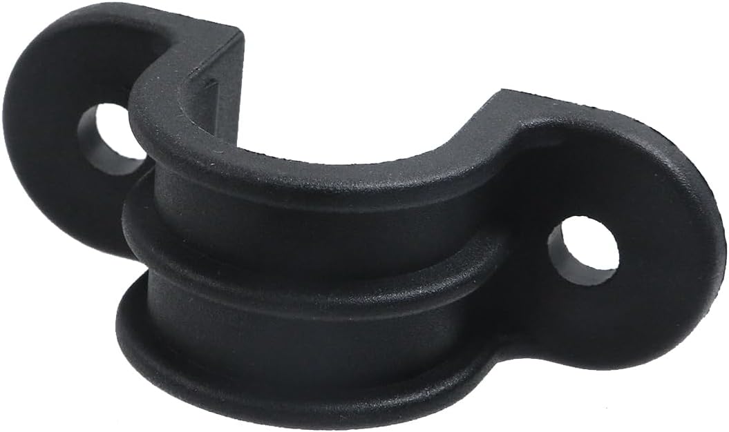 KUMGROT 20 Pcs Plastics U Shaped Bracket Black 2-Hole Pipe Clamp Pipe Hanger Strap with Screws for Desk Holder Shelves 0.98"/25mm