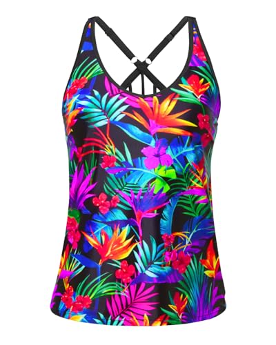 Image of Yonique Womens Tankini Top Only Athletic Swim Top Modest Tankini Swimsuit No Bottom