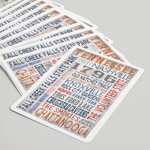 Lantern Press Tennessee, Tipografía Rústica, 52 Cartas Póker miniatura 5