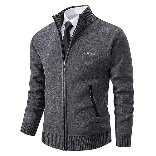 Mens Cardigan Sweaters Full Zip Up Sweater Long Sleeve Stand Collar Casual Knitted Cardigans Winter Outwear3