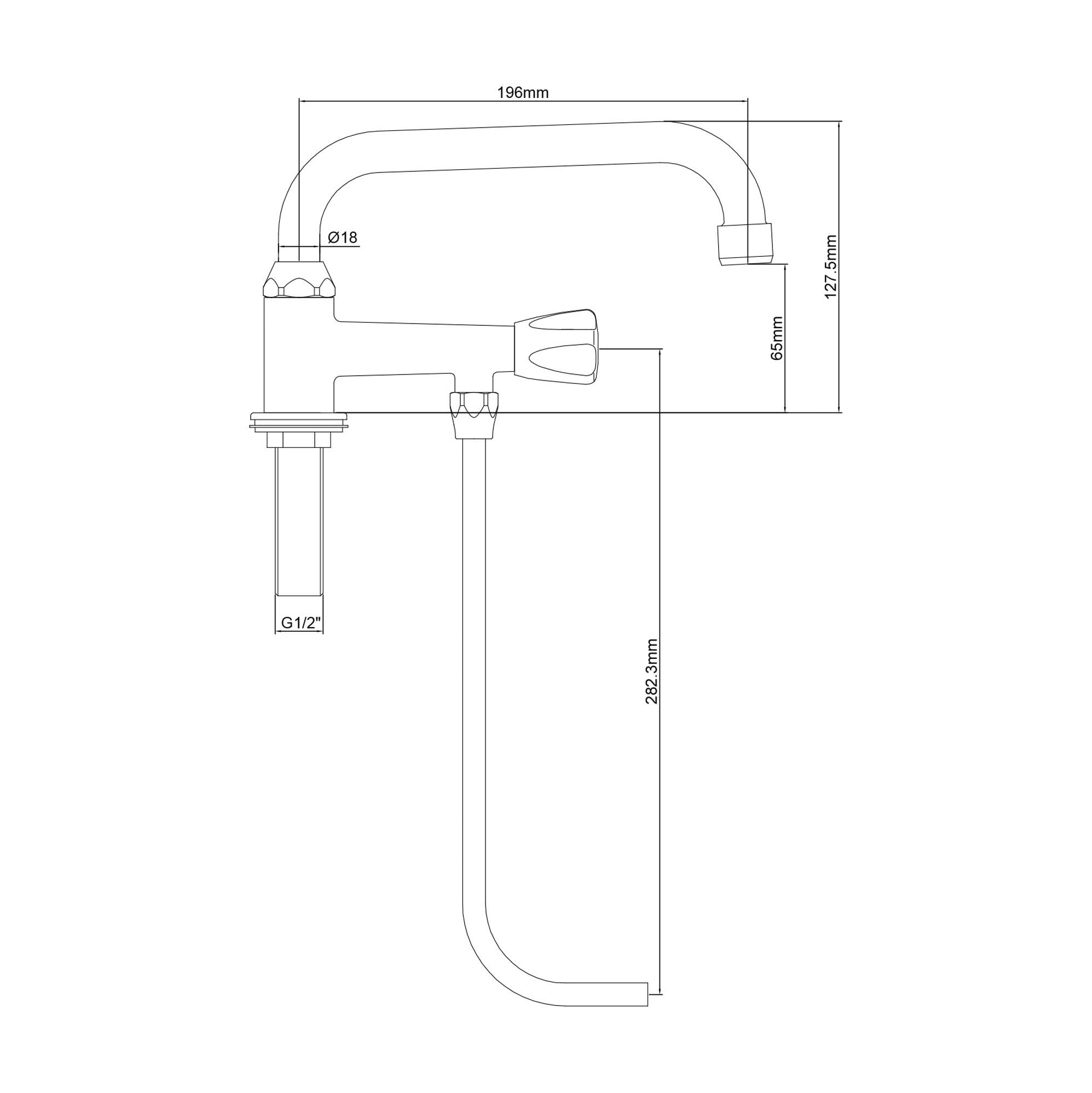 GGM Gastro | BAY200 | Einloch Batterie - mit 1 Unterspülrohr & 1 Schwenkhahn