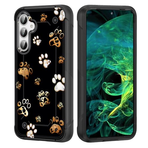 wiaekosef for Galaxy S24 Plus Case,Heavy Duty Dual Layer Hard PC & Soft Silicone Rugged Bumper Shockproof Protective Case for Samsung Galaxy S24 Plus 6.7 inch 2024,Cute Dog Paw Prints
