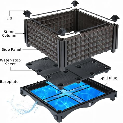 Sea Team Praktischer Balkon Pflanzkasten 30x30x20cm – Ideal für Kräuter, Frühlingszwiebeln & Erdbeeren, mit Drainage und leichtem PP-Material (für Balkon/Fensterbank)