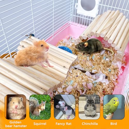 Image of 2Pcs Chinchilla Wood Ledge Hamster Wooden Flexible Platform Perch Climbing Toys Cage Accessories for Rat Mouse Sugar Glider Small Animal