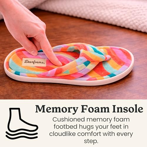 Image of Dearfoams Women's Melanie Colorblocked Microfiber Terry Thong Slipper