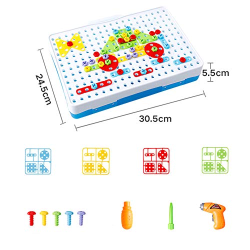 Alician Gifts for Kids Simulate Electric Drill Toy Nut DIY Assembly Disassembly Nut Puzzle Toys English Version 144pcs