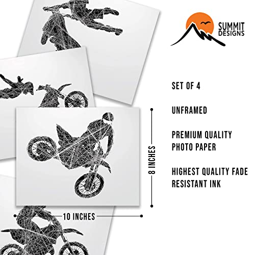 Motocross Wall Art Prints - Set Of 4 (8X10) Unframed Motocross Posters - Motocross Room Decor For Men Kids Teenagers - Motocross Poster Set For Bedroom Man Cave - Motocross Wall Decor - Motocross Posters For Wall, Brap #TOP1