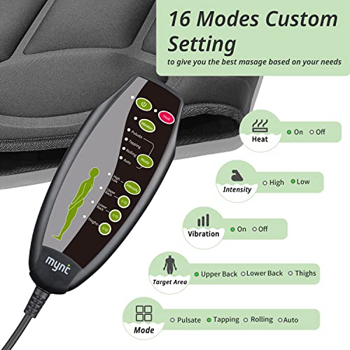 Mynt Vibration Back Massager With Heat:chair Massage Cushion With 8 Vibration Massage Nodes, Massage Chair Pad For Home Office Chair（Grey） #TOP4
