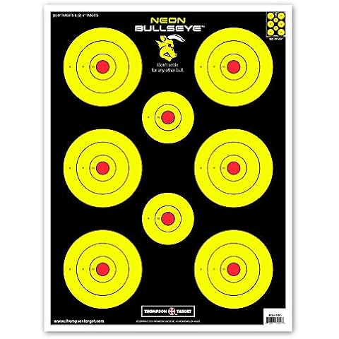 Thompson Target Neon Bullseye Ultra Bright Paper Shooting Targets, 19x25 inches, Easy to See Pistol & Rifle Range Training, Made in USA Cover