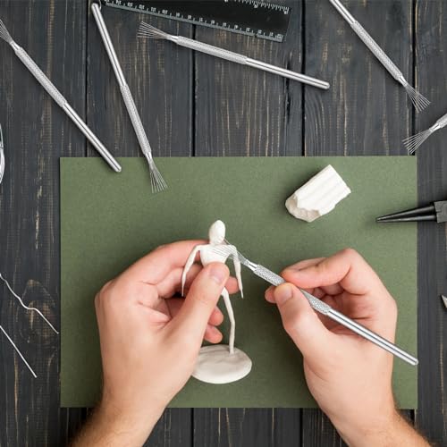 Umigy 20 Pcs Clay Needle Tool Feather Wire Texture Tool Clay Modeling Tools for Clay Ceramic Pottery Sculpting Texturing Modeling Detail Tools, 5.12 Inch
