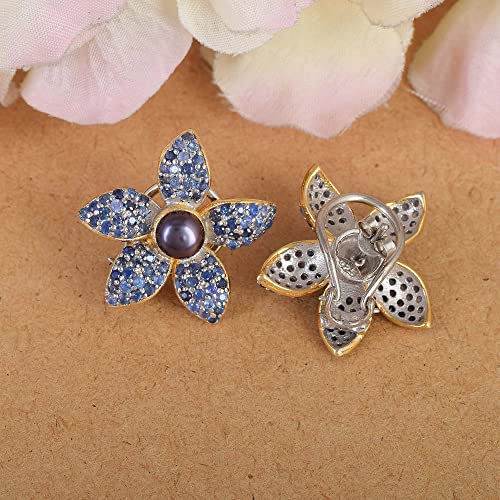 Boucles d'oreilles saphir bleu d'exception en argent sterling 925