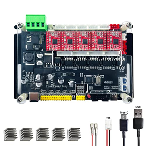 Compatibilità: supporto laser 12V/24V, segnale di modulazione TTL/PWM, interfaccia 3P e interfaccia 2P+2P; supporto motore 775, mandrino 200W/300W/500W; supportX/Y/Z/A azionamento a quattro assi, doppio azionamento asse Y. Supporto per finecorsa asse rotante, sonda asse Z, interruttore di arresto di emergenza; pin a tensione costante 5V/12V/24V.
