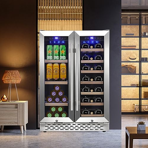 GAOMON Wine and Beverage Refrigerator - 24" Dual Cooler, Independent Temperature Control, Upgraded Compressor, Quiet