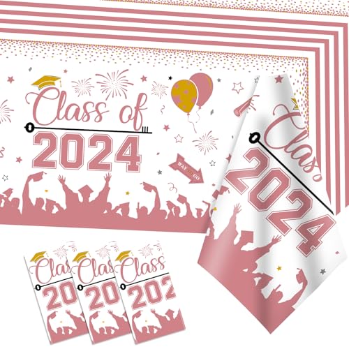 DUAIAI Graduation Party Decorations 2024, 3 Pack Large Size Class of 2024 Sign Graduation Tablecloth, 54