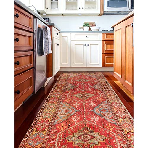 Leevan Boho Runner Rug 2'X6' Oriental Floral Area Rug Traditional Vintage Floor Carpet Bohemian Bedroom Throw Rugs Washable Kitchen Runners Orange Non-Slip Hallway Accent Rug Low-Pile Living Room Rug #TOP4