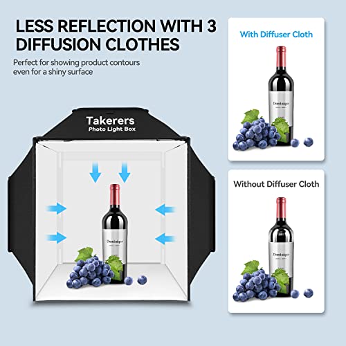 Photo Studio Light Box For Photography: Takerers 16"X16" Upgraded 480 Led Product Lightbox With 3 Stepless Dimming Light Panels, Professional Photo Background Shooting Tent With 4 Color Backdrops #TOP2
