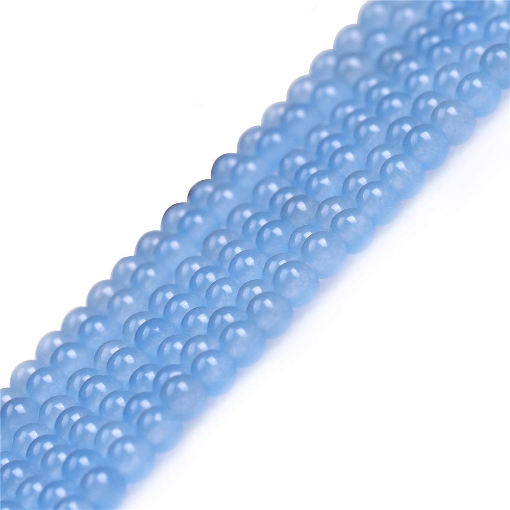 Sweet & Happy Girl's Store 4mm Round Gemstone Blue Jade Beads Strand 15 Inch Jewellery Making Beads