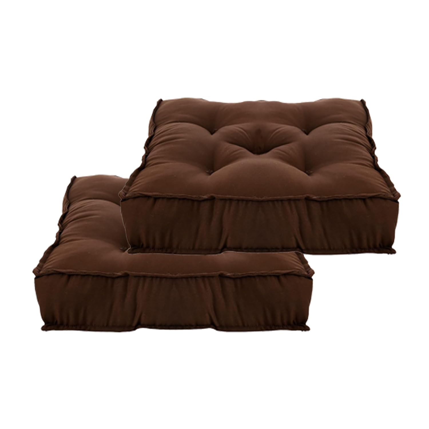 Kuber Industries Square Chair Pad/Cushion | Quilted Microfiber Fabric & Solid Color | Soft & Comfortable Sitting | Size 45 x 45 x 7 CM | Pack of 2 | Brown