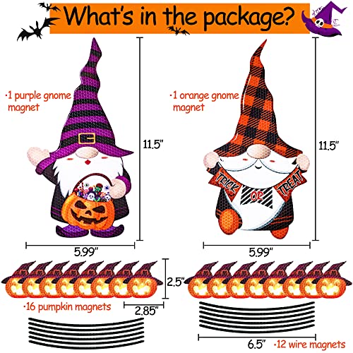 Image of 30PCS Halloween Car Refrigerator Decorations - Reflective Pumpkin Gnome Magnet Accessories Set Trunk /Trick or Treat Decor