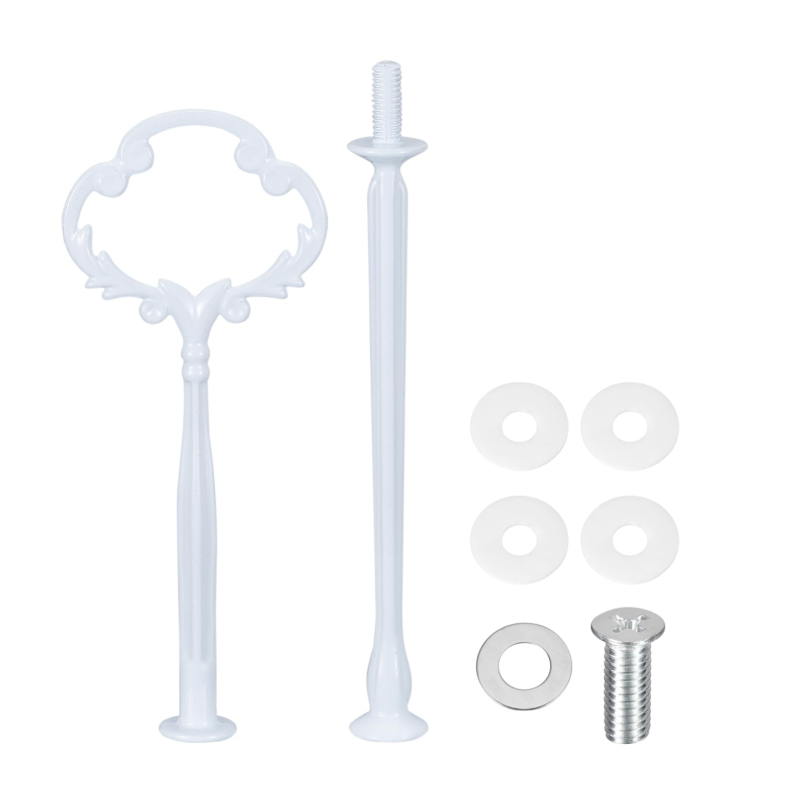 uxcell 1 Set 2-Tier Cupcake Stand Hardware Handles, Zinc alloy Cake Plate Stand Handle Fittings with Screws for DIY Making Fruit Plate Cake Stand,