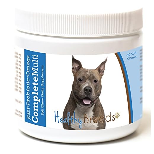 Healthy Breeds American Staffordshire Terrier All in One Multivitamin - Complete with Probiotics, Glucosamine, Chondroitin & Omegas - 60 Soft Chewy Treats