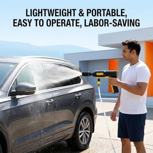 Image of STHIRA Car Washer High Pressure Gun 2600mAh 5in1 Washing Spray Foam Cannon | Foldable Cordless Rechargeable 2 Gear Pressure Washer for Car, Bike Washing, Patios and Garden