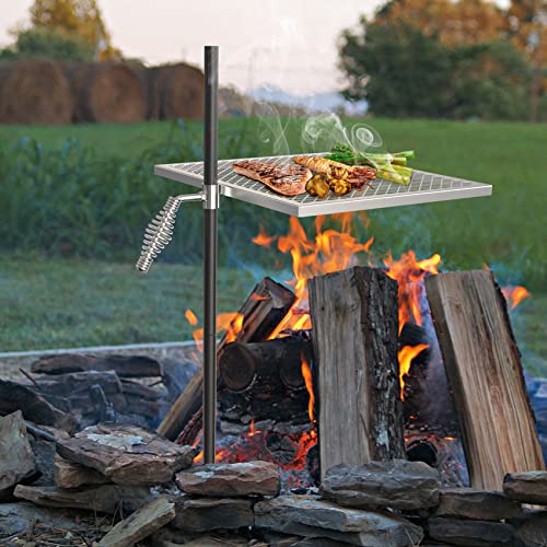Only Fire Swivel Campfire Grill Adjustable Open Fire Grill Grate, Mesh Cooking Grate For Fire Pit Grilling, Outdoor Camping, Hiking #TOP3