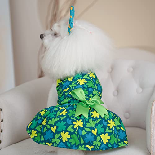 Image of CuteBone Dog Mesh Dress St.Patrick's Day Puppy Sundress Pet Outfit Summer Fashion for Small Dogs Girl Cat Clothes