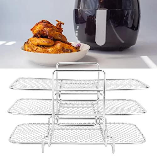 Fritteusenständer, Stapelbarer Grillrost aus Edelstahl, 3-stufiger Backständer, Luftfritteusen-Kochzubehörset Für zu Hause – Bild 7