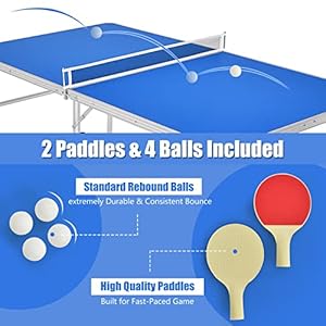 Goplus Foldable Ping Pong Table, 100% Preassembled, Table Tennis Table with Net, 2 Paddles, Ping Pong Balls, Portable Table Tennis Game Set for Indoor Outdoor Goplus Foldable Ping Pong Table 100 Preassembled Table Tennis Table with Net 2 Paddles Ping Pong Balls Portable Table Tennis Game Set for Indoor Outdoor