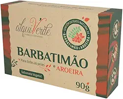 Kit 3 Unidades Sabonete Vegetal Alquiverde de Barbatimão com Aroeira 90g Cada - Natural Cicatrizante Antisséptico Limpeza Profunda Hidratante para Pele Rosto Corpo