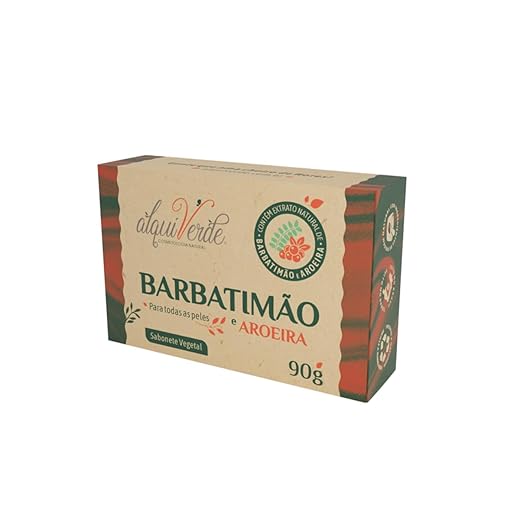 Kit 6 Unidades Sabonete Vegetal Alquiverde de Barbatimão com Aroeira 90g - Natural Hidratante Limpeza Suave Pele Macia Antisséptico Cuidados Diários Banho