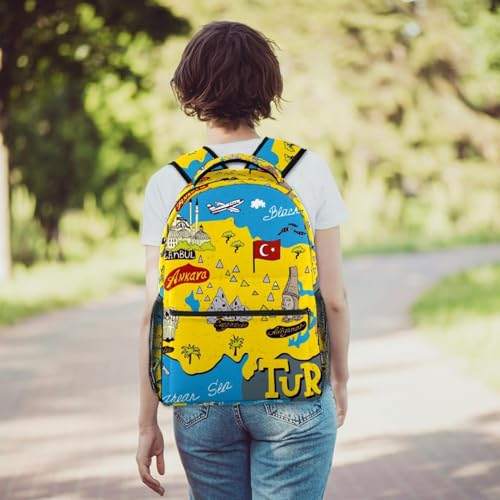 Sac à dos d'école mixte grand format multicolore style carte - 6